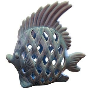 Blue Porcelain Lattice Artwork Fish